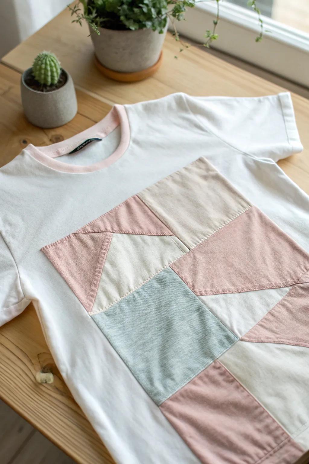 Elevate your t-shirt game with patchwork perfection! Embrace creativity and sustainability with this chic transformation.