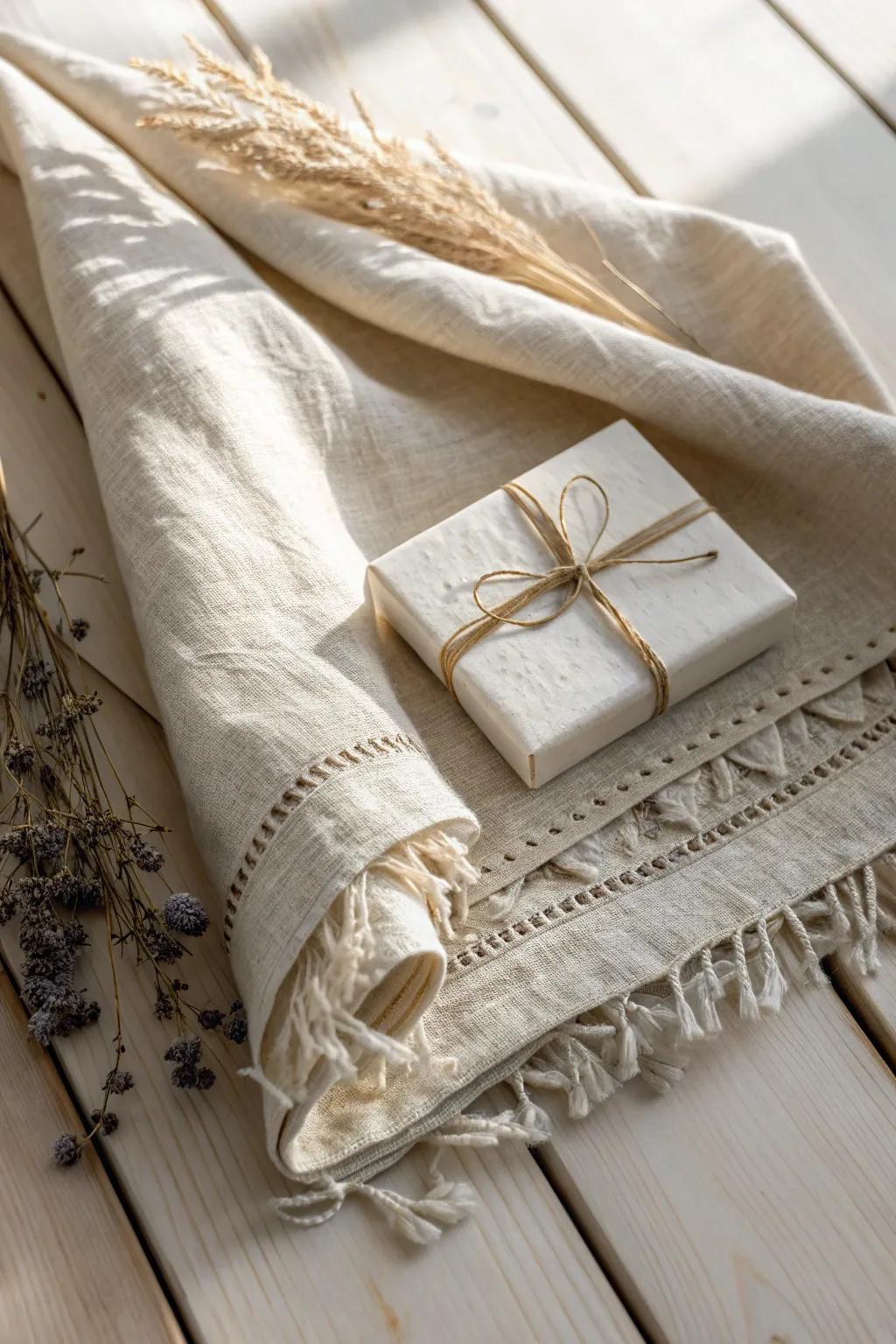 Unveil the surprise: A peekaboo gift wrapped in minimalist elegance.