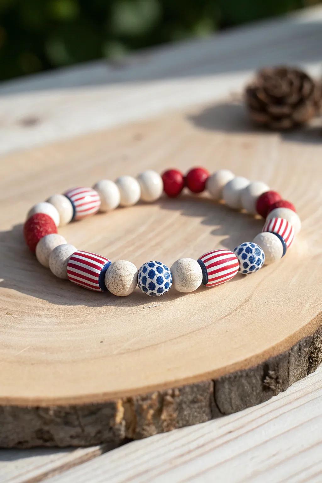Celebrate in style with this handcrafted flag-inspired bracelet, where craftsmanship meets minimalist elegance.