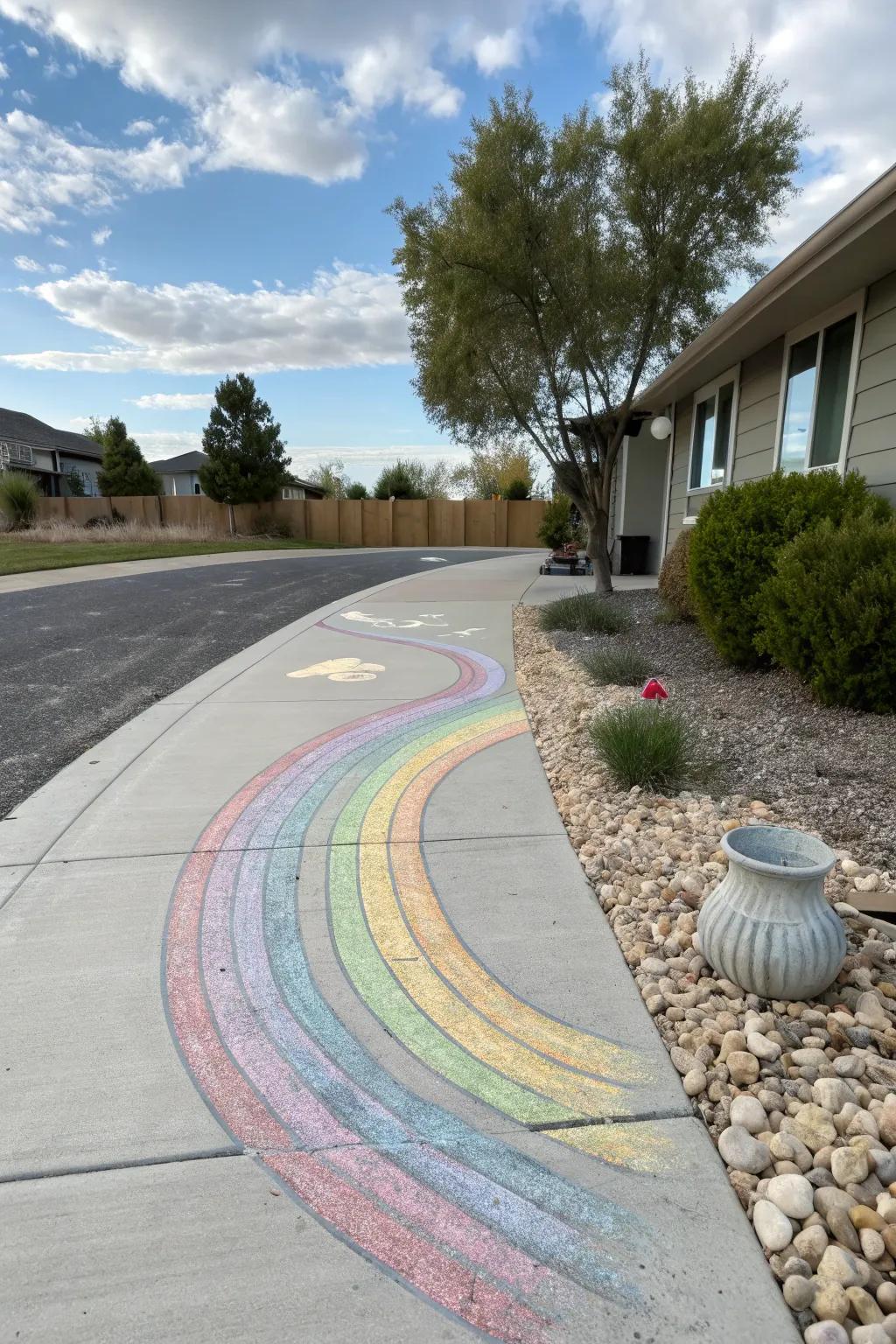 Follow the rainbow path to a pot of joy! 🌈✨ #ChalkArt #MinimalistBoho