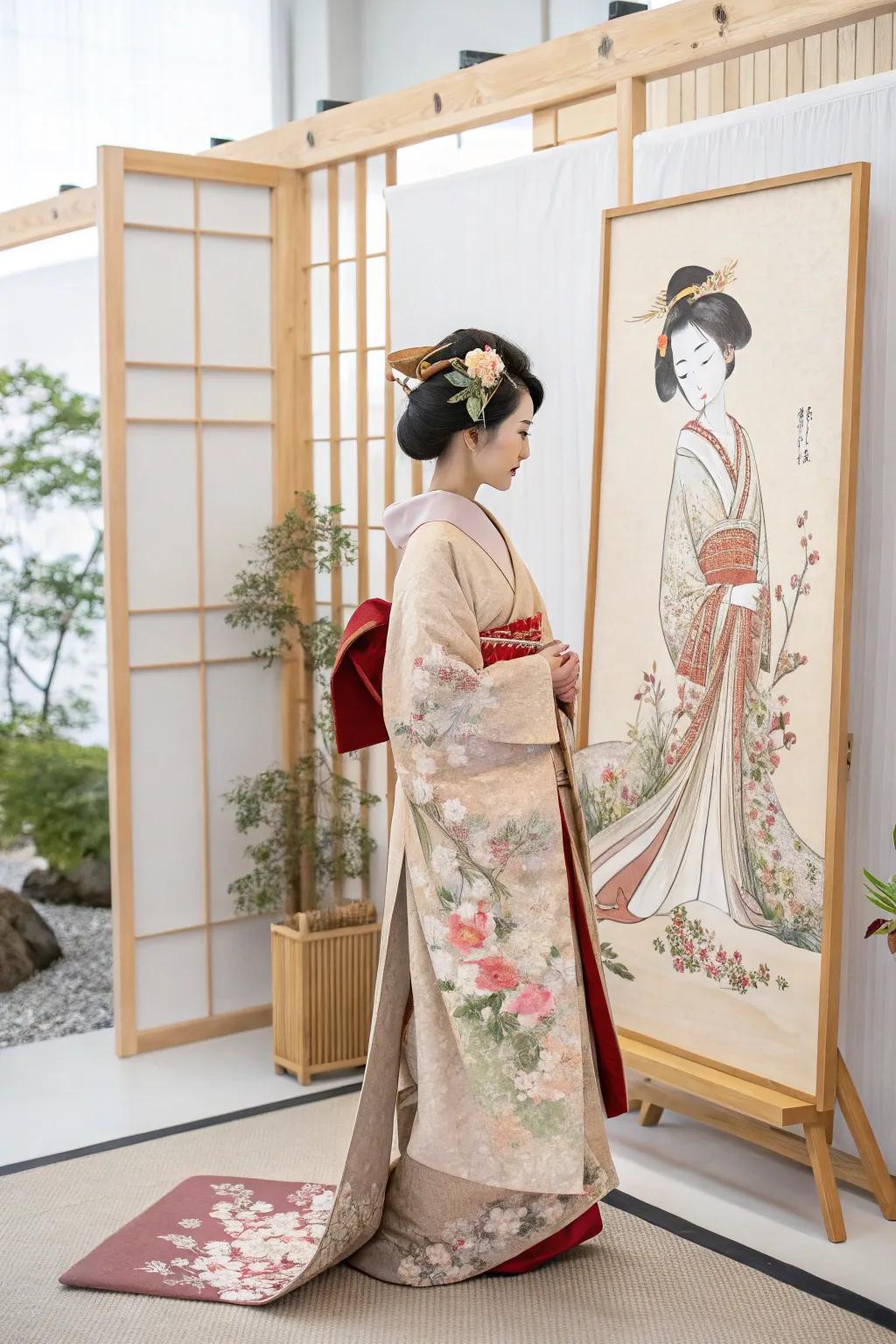 Elegance in Tradition: Discover the beauty of anime characters adorned in rich cultural attire.