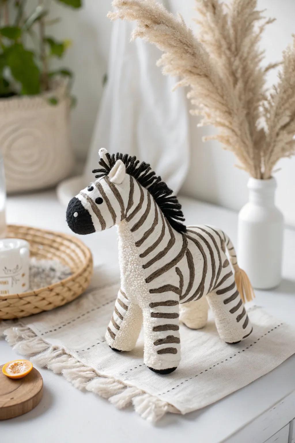 Embrace the charm of DIY with this quirky playdough zebra, perfect for beginner crafters!