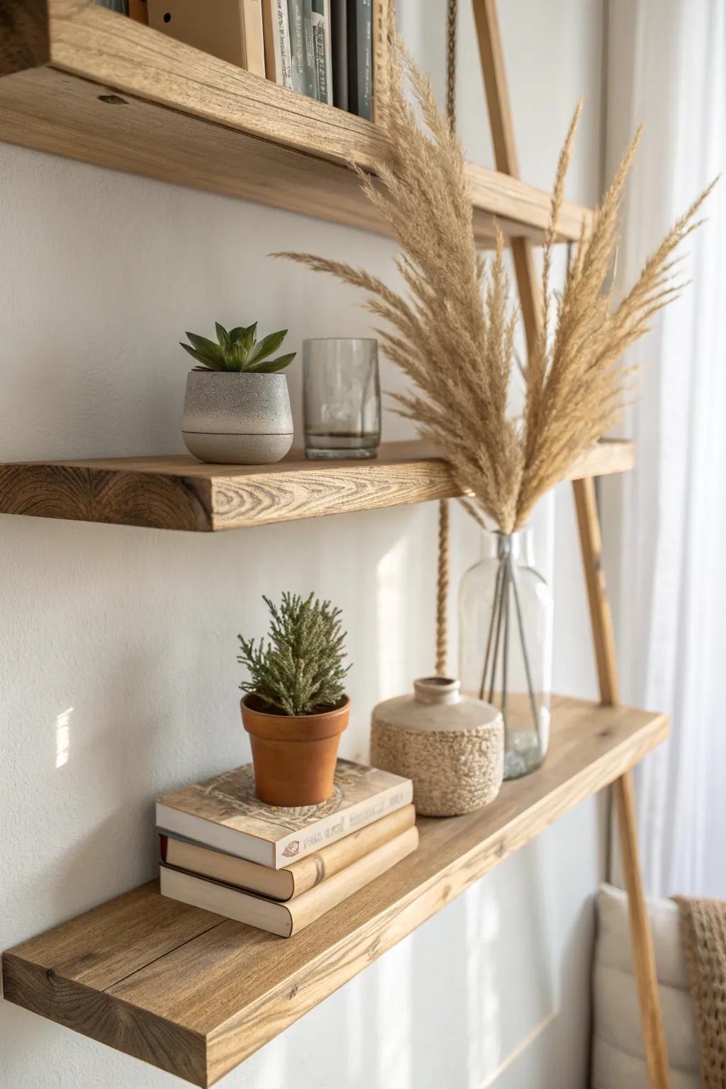 Transform your space with the airy elegance of floating shelves—perfect for showcasing your favorite decor with minimalist charm.