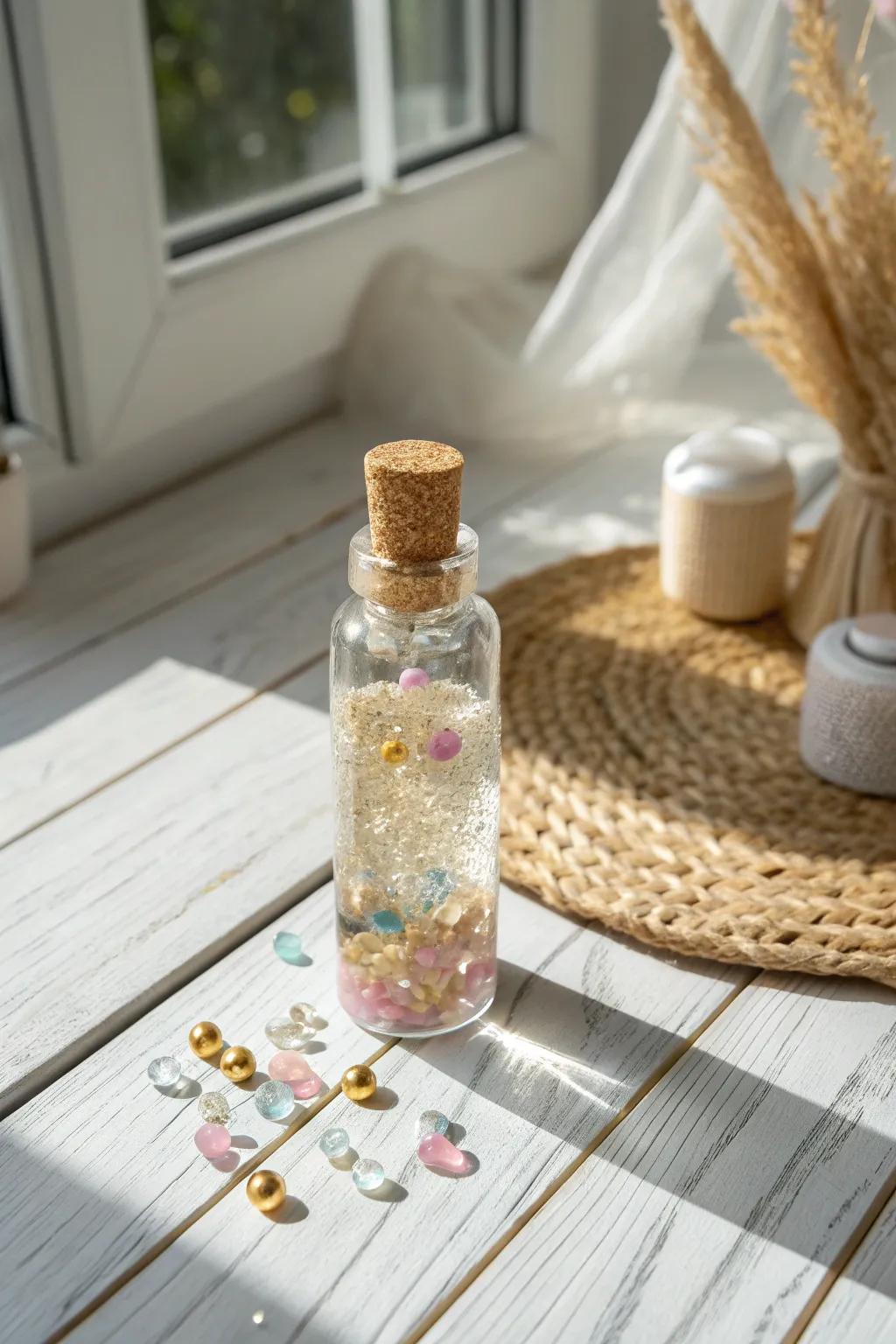 Calm and captivate your toddler's senses with this enchanting mini sensory bottle. 🌿✨ #MinimalistMagic