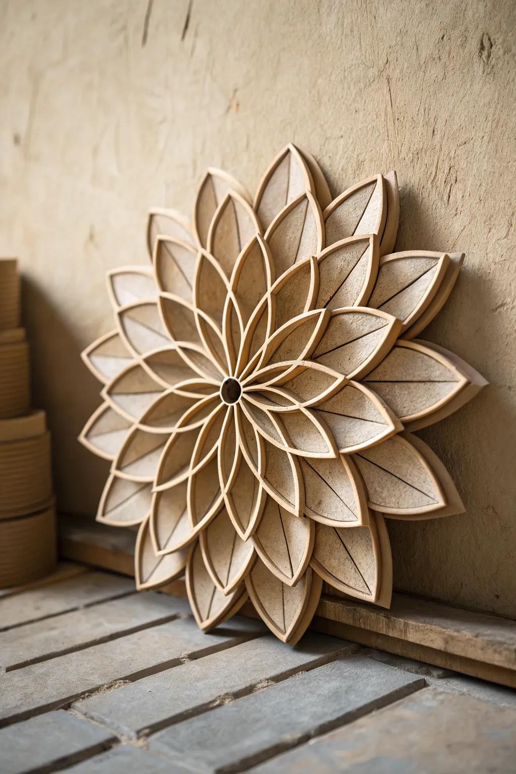 Elegance in Simplicity: Geometric Cardboard Flower Art for a Modern Touch