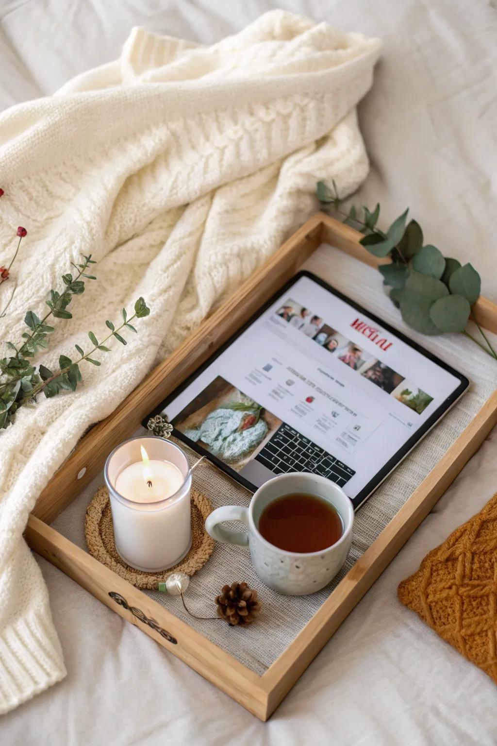Keep him cozy and entertained with a thoughtfully curated Netflix playlist, perfect for a day of TLC.