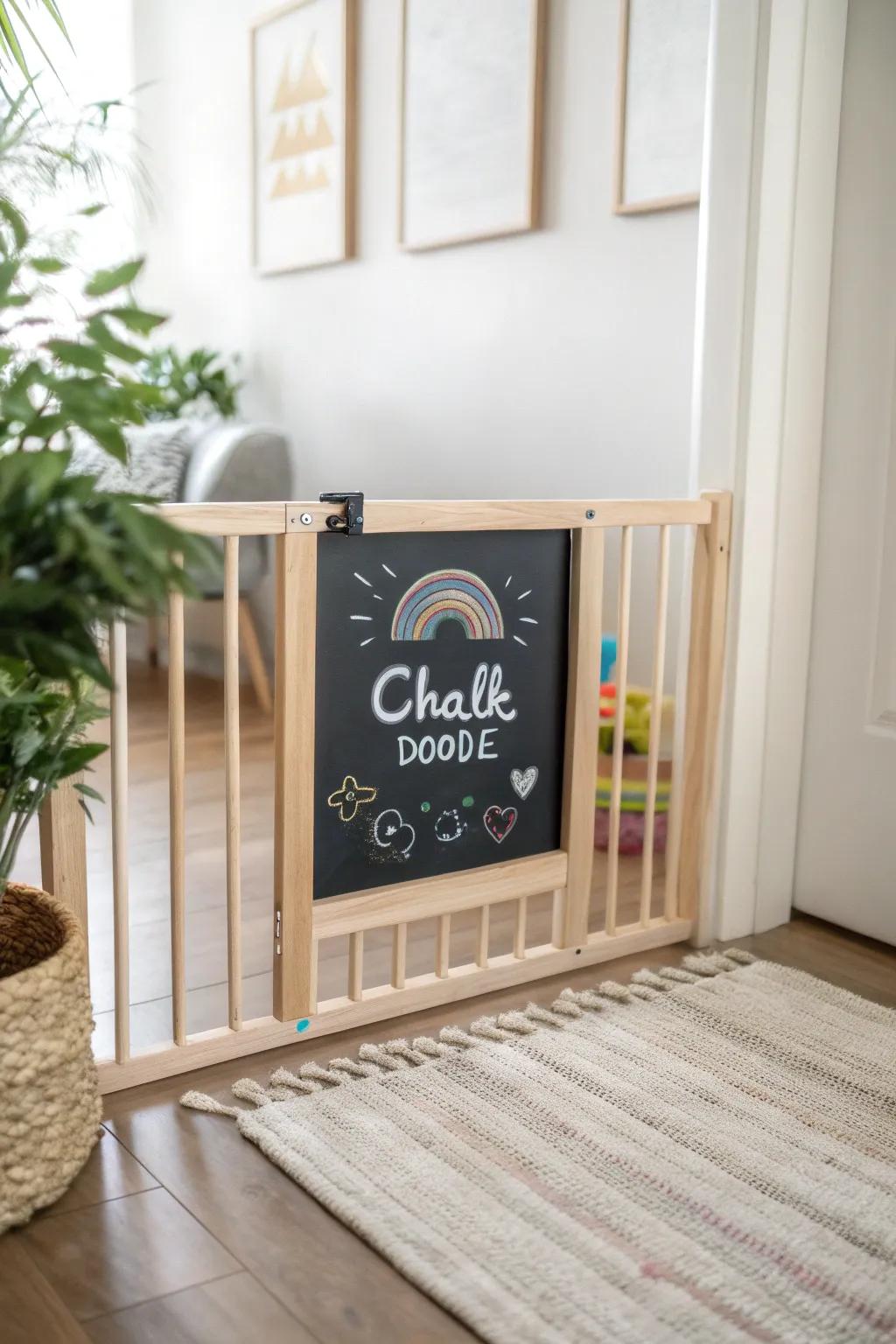 Transform your space with this charming DIY chalkboard baby gate — where safety meets creativity!