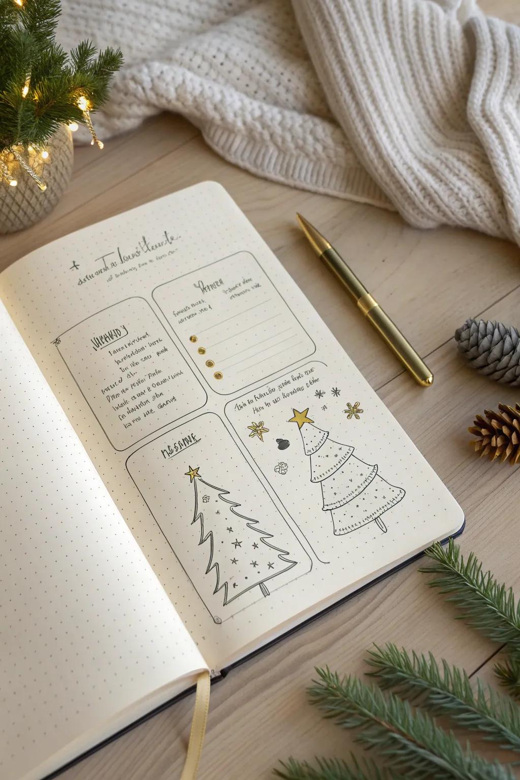 Track your holiday spirit with a minimalist Christmas tree journey in your bullet journal. 🌲✨ #ScandinavianStyle #BulletJournal