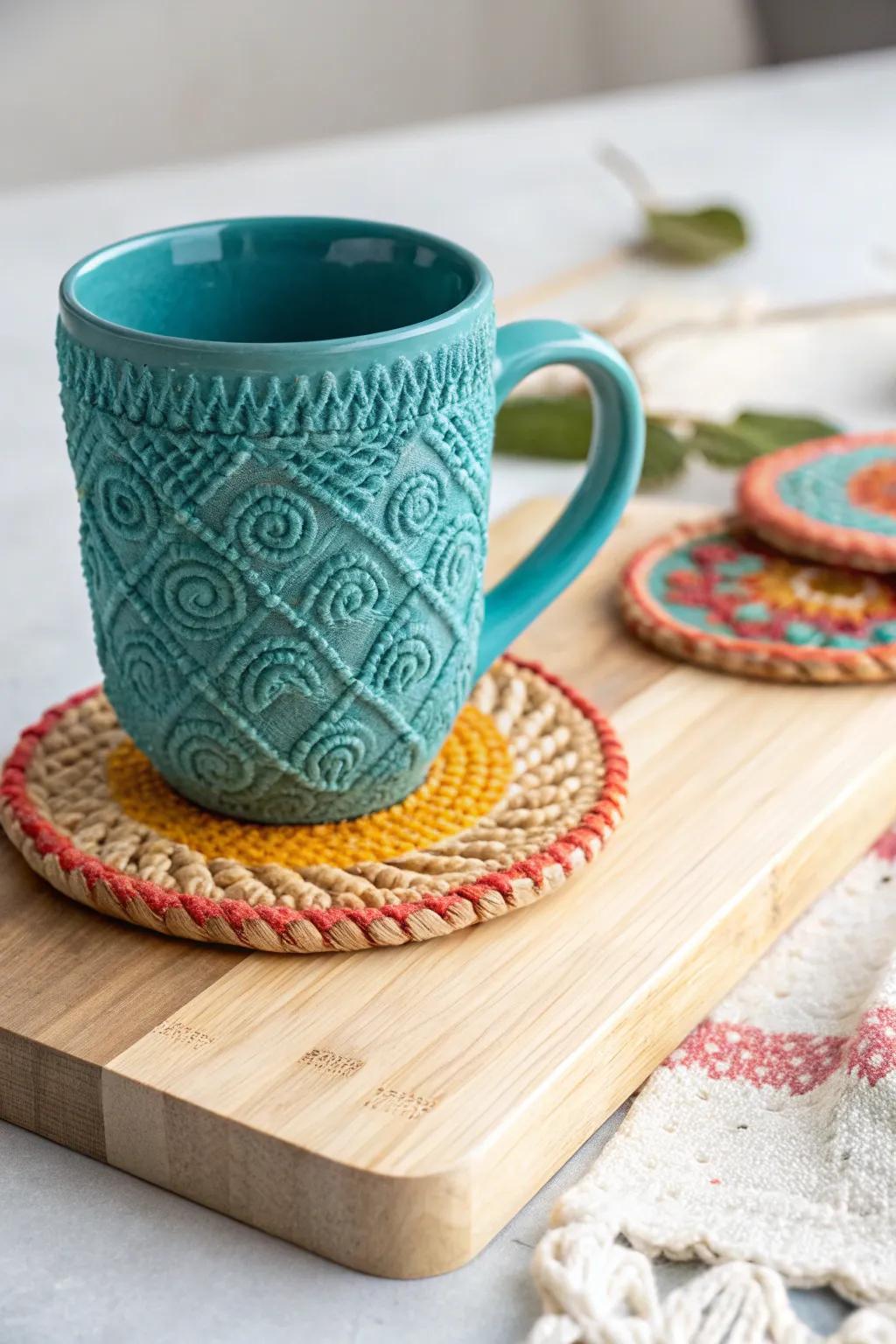 Add a splash of color to your coffee space with vibrant accents that embrace simplicity and elegance.