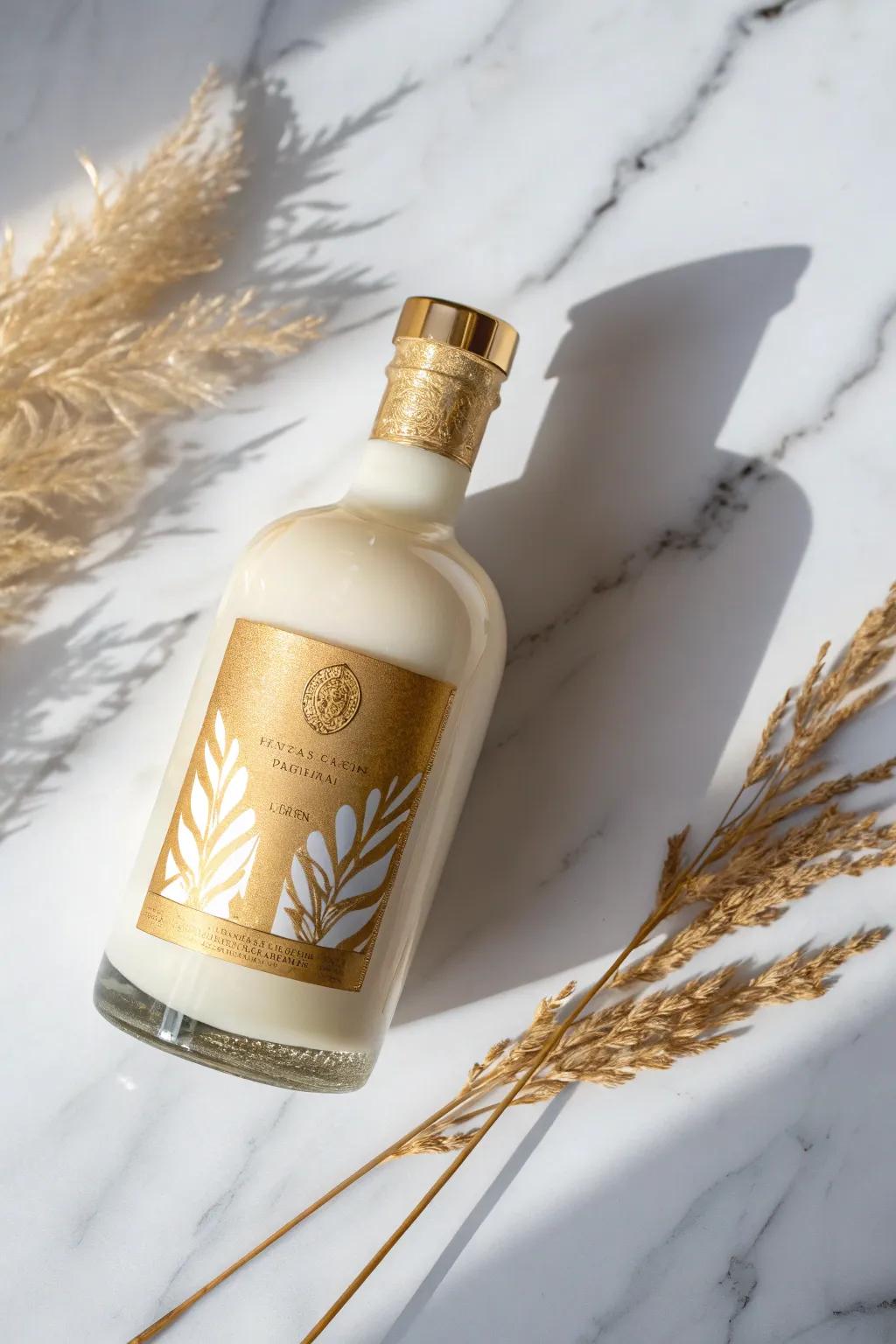 Elevate your Coquito with a touch of luxury—gold foil labels for a stunningly simple yet sophisticated look.