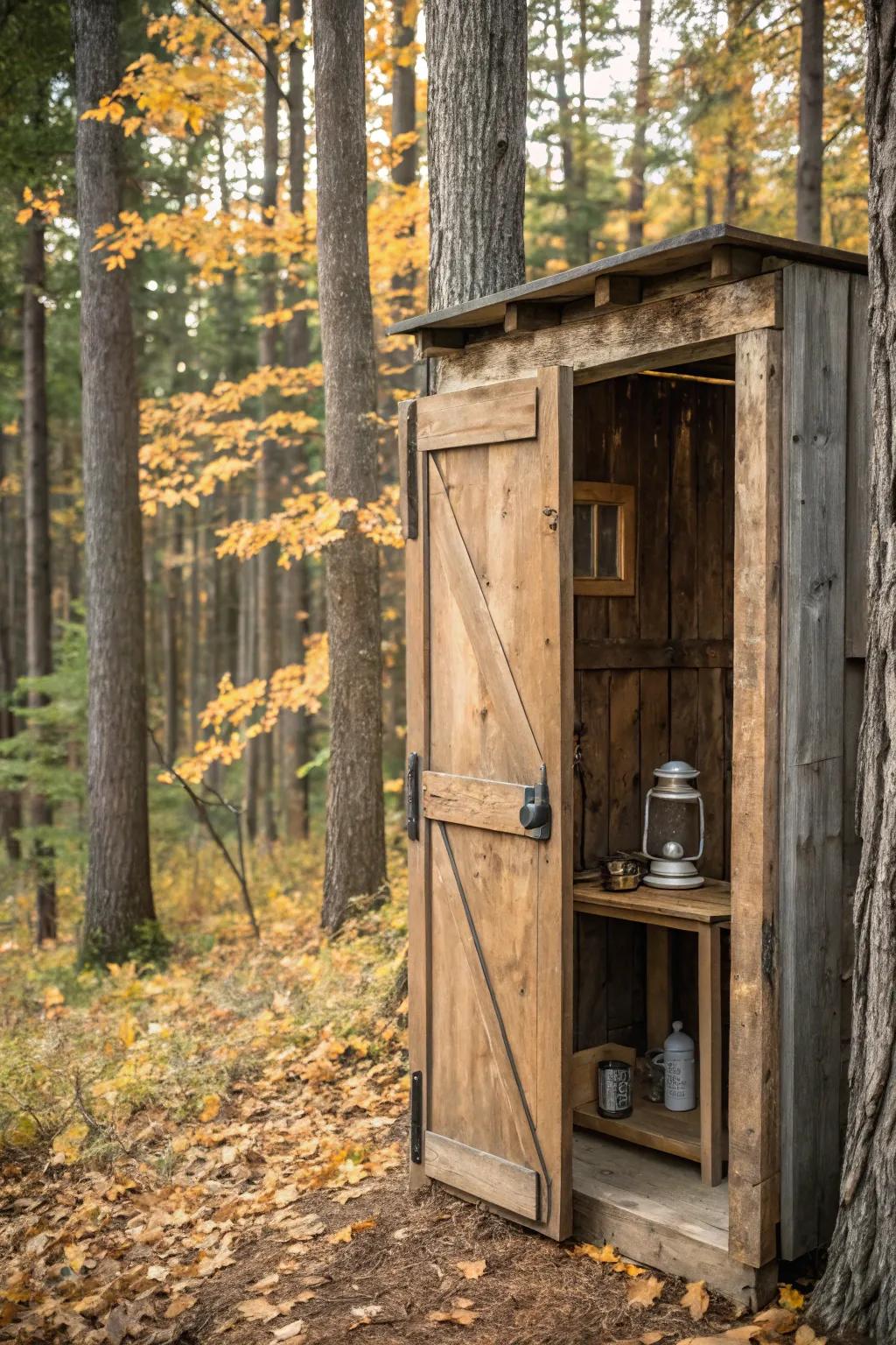 Transform your deer blind with a clever convertible door—function meets rustic charm in the wild.