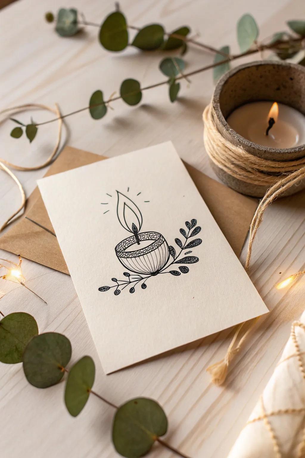 Embrace the beauty of simplicity with this minimalist Diwali card, where less truly becomes more.