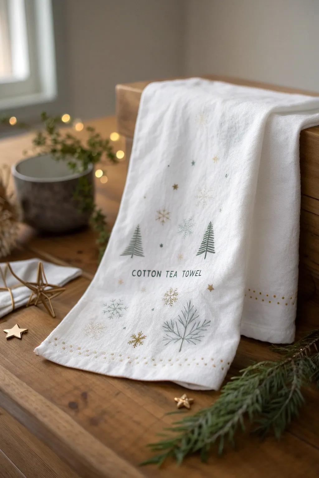 Add a personal touch to your kitchen with these charming DIY holiday tea towels – perfect for gifting!