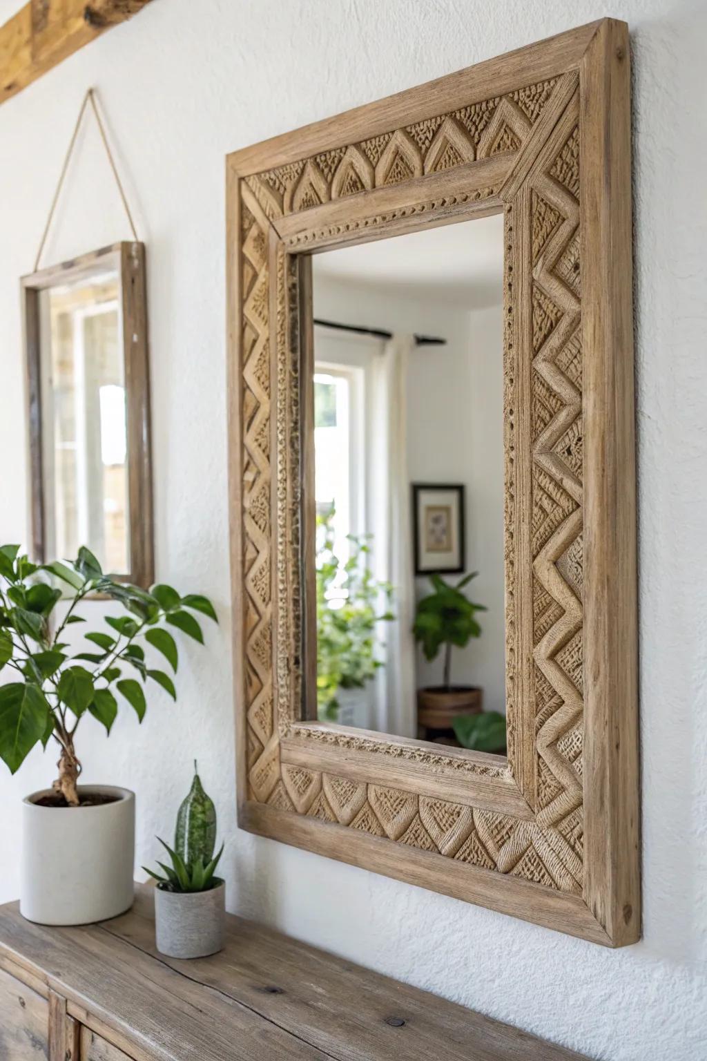 Transform pallet wood into an eco-friendly masterpiece with this stunning DIY mirror frame, blending simplicity and natural beauty for a chic minimalist look.