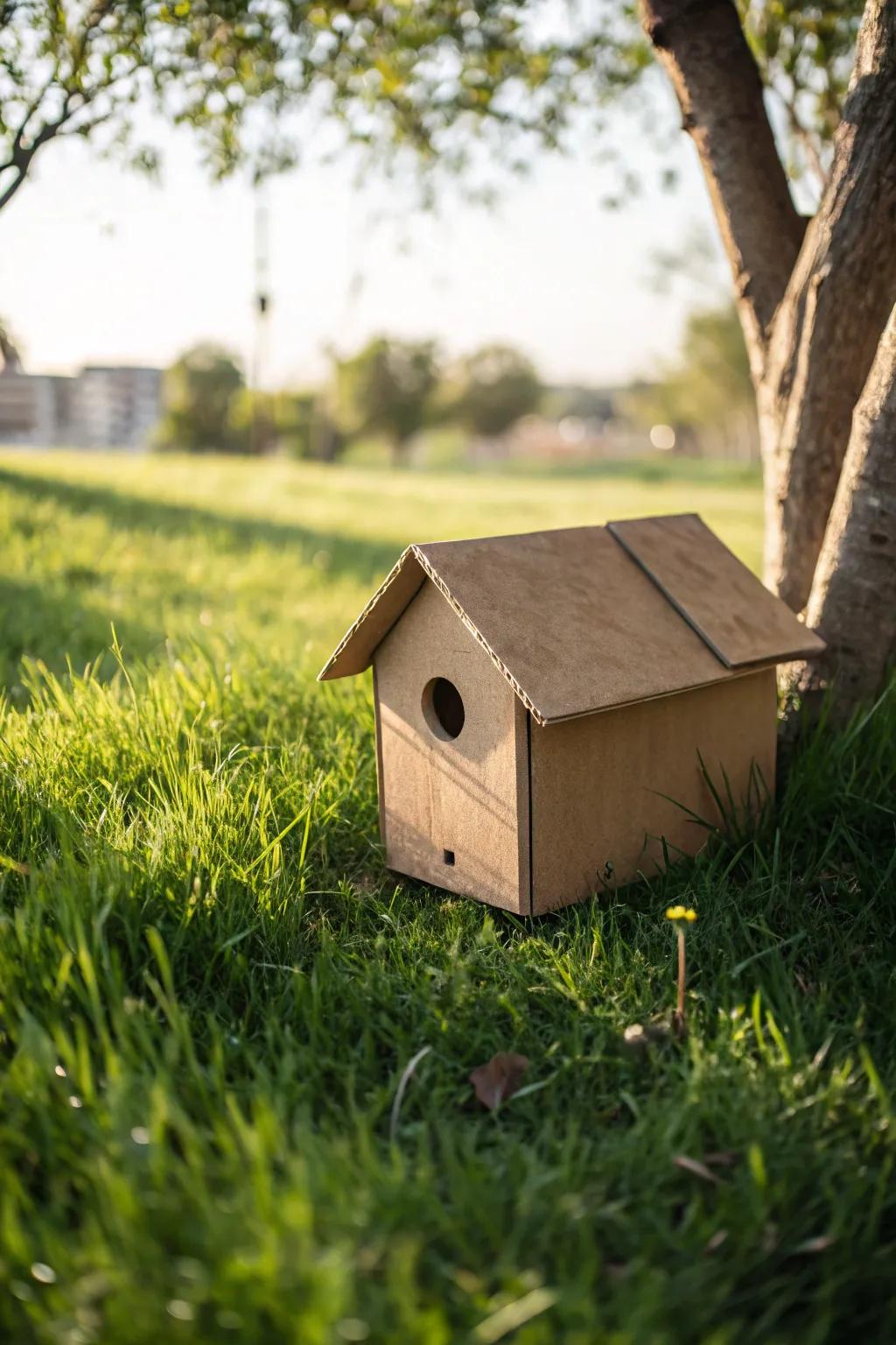 Innovative and eco-friendly: A simple cardboard box transforms into a perfect duck nesting space.