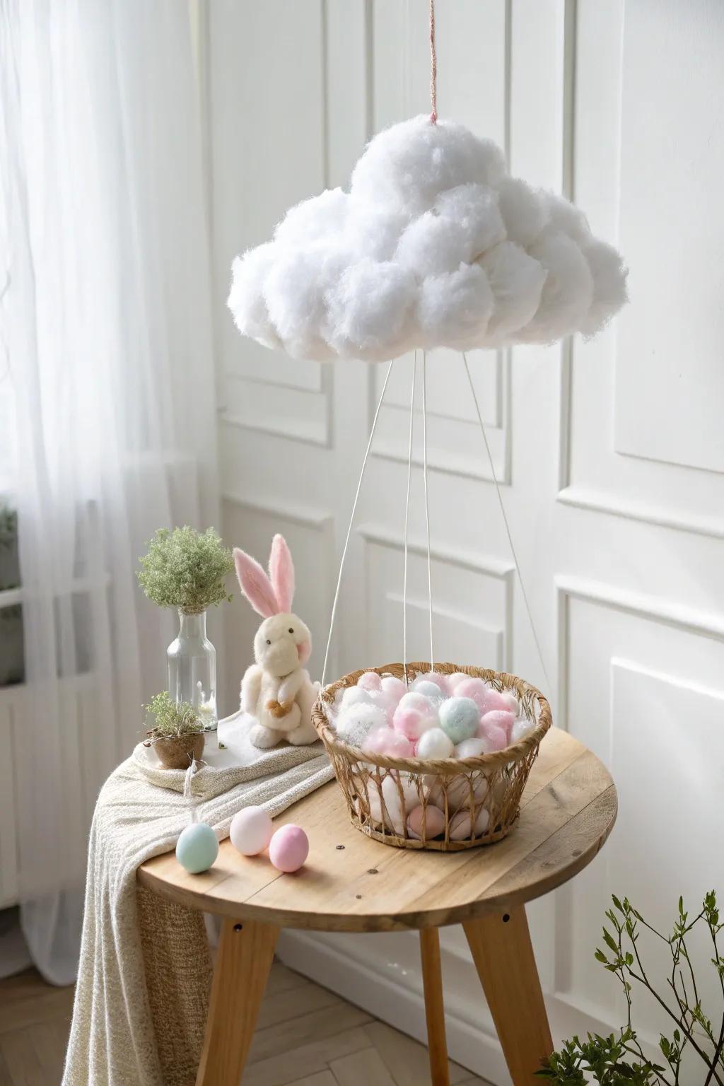 Capture the magic of Easter with this whimsical floating cloud trap—where simplicity meets natural beauty.