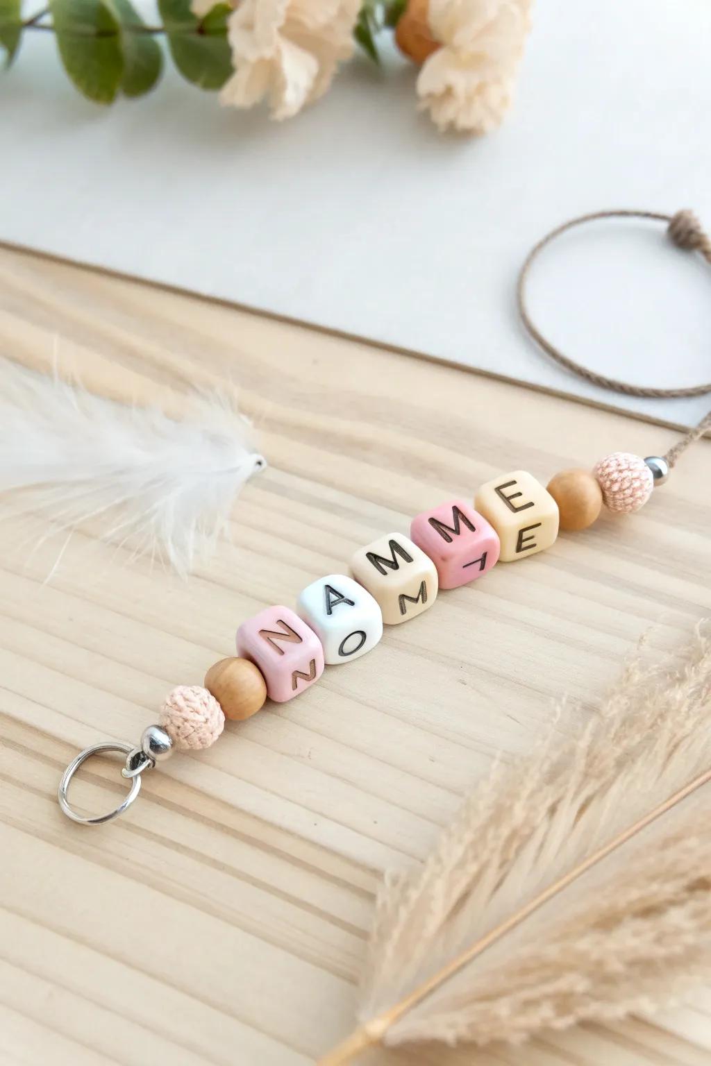 Craft a personalized beaded name keychain - a simple, beautiful keepsake to celebrate their first day of school!