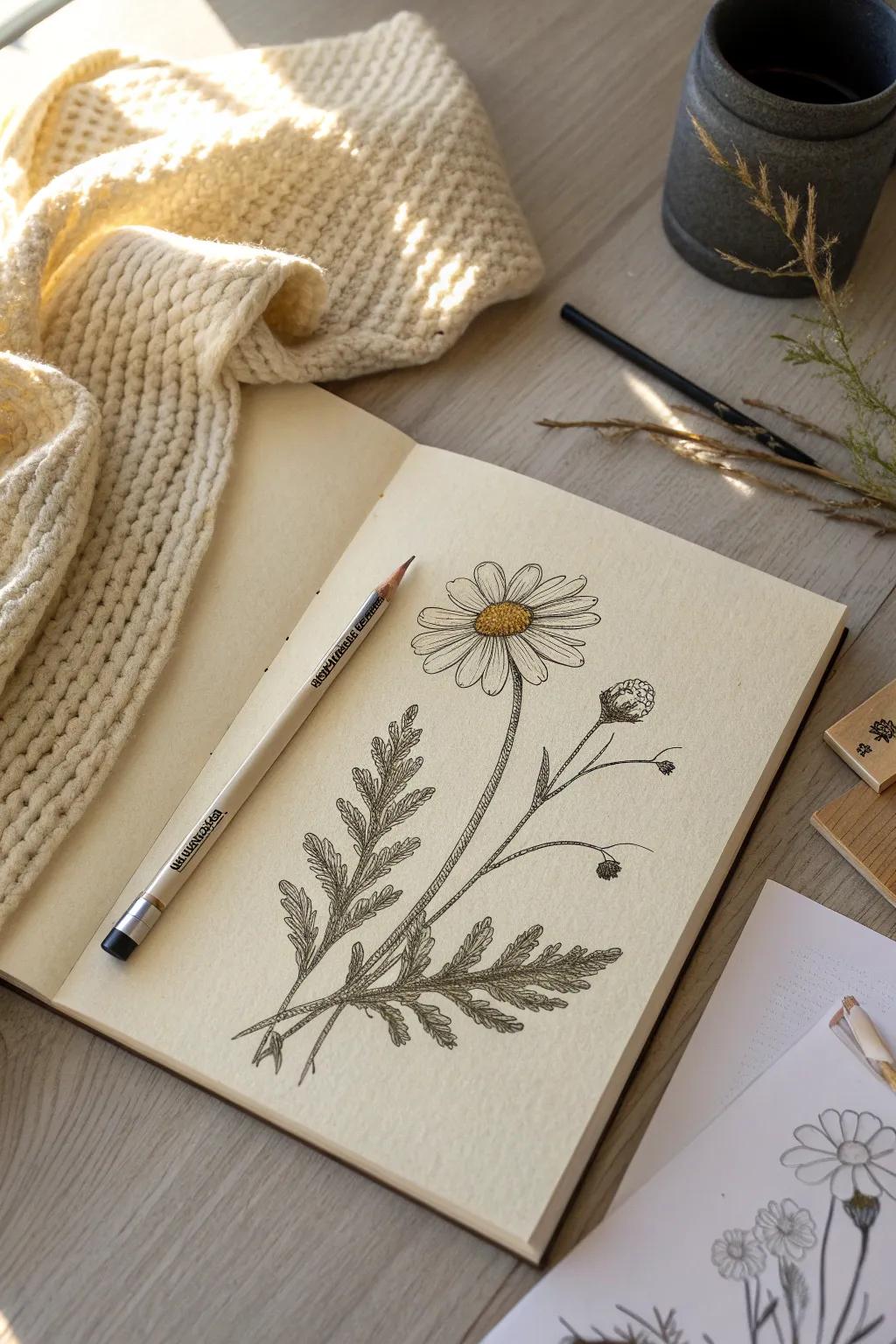 Embrace the art of simplicity with miniature flower sketches—a serene escape into detailed creativity.