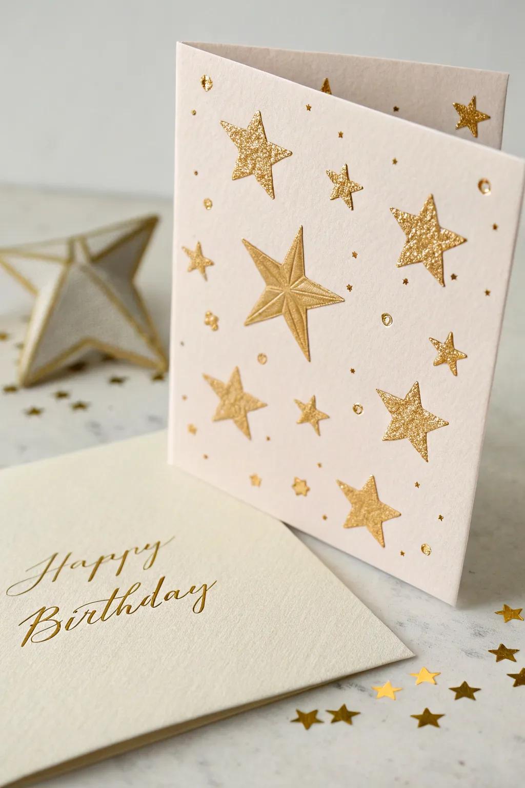 A touch of celestial elegance: Golden stars to make your birthday wishes shine brighter.