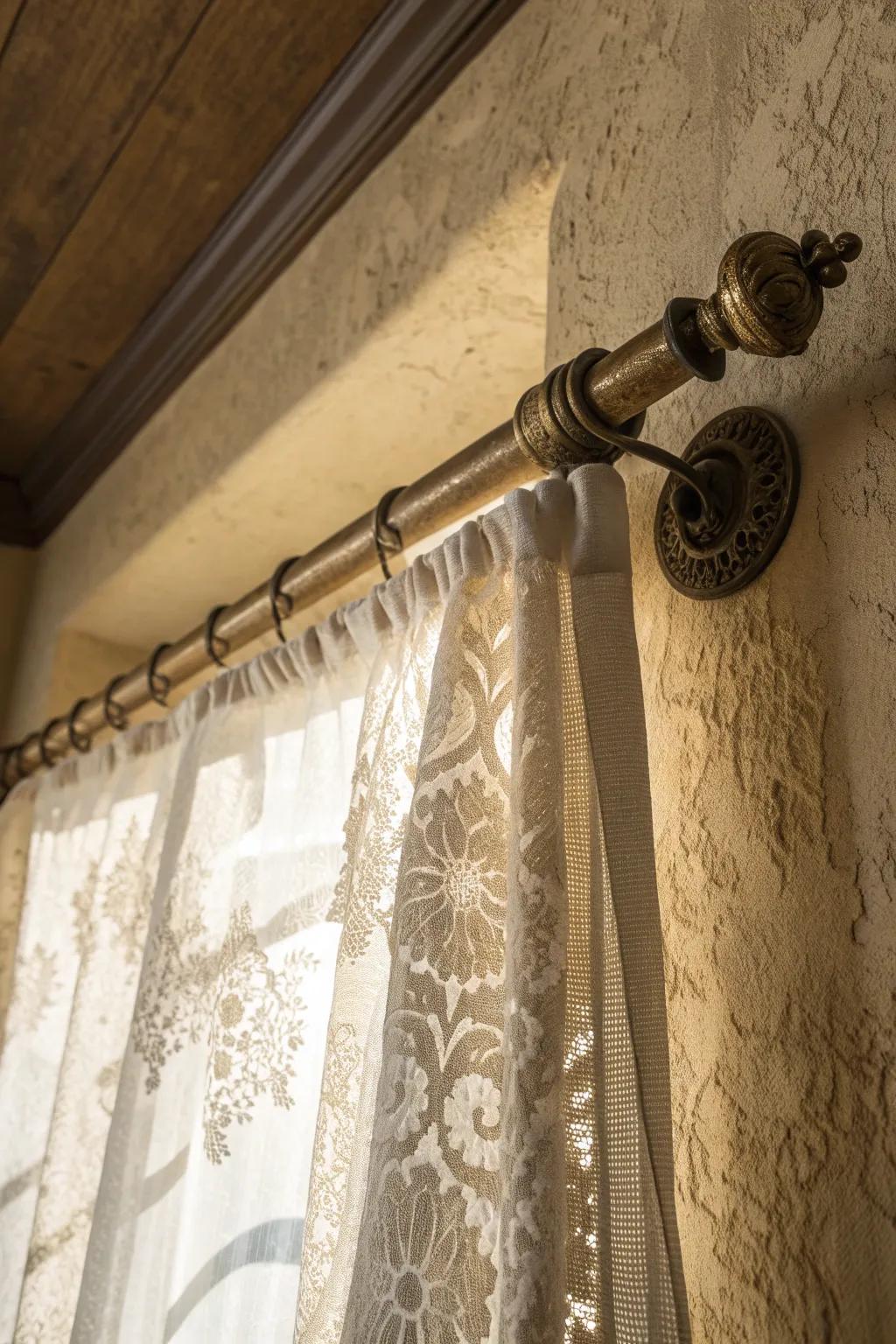 Embrace timeless elegance with vintage half curtain rods.