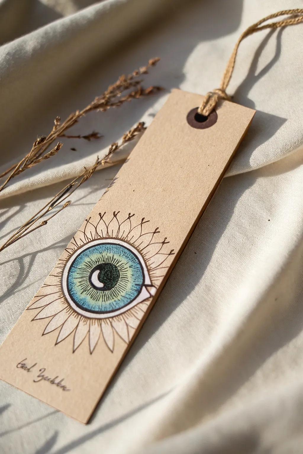 Add a touch of whimsy to your reading with this handcrafted eyeball bookmark, perfect for those who appreciate minimalist design with a boho twist.
