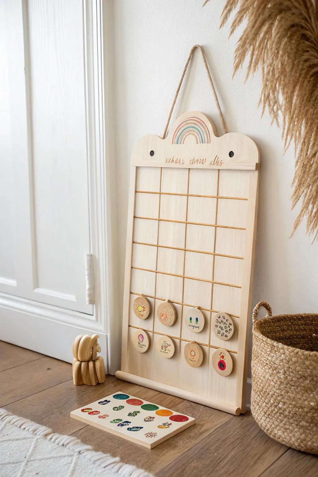 Transform chores into rewards with this beautifully crafted wooden chore chart—where simplicity meets motivation.