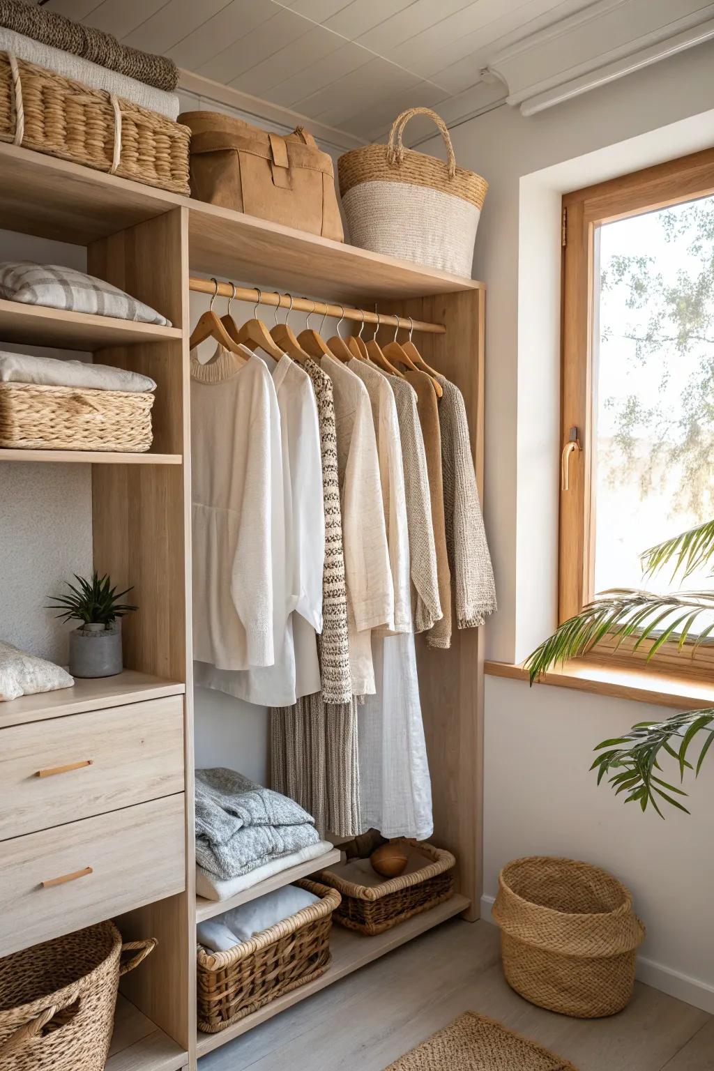 Embrace the beauty of simplicity: Rotate your wardrobe seasonally for a clutter-free closet.