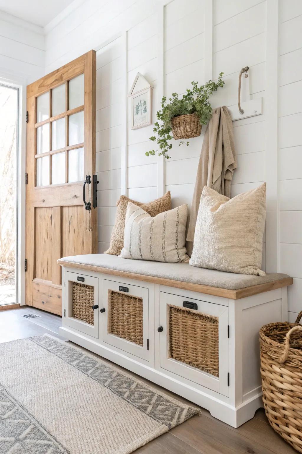 Transform old cabinet doors into a chic storage bench—where craftsmanship meets minimalist charm.