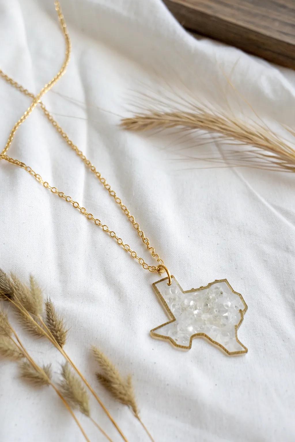 Crafted Charm: Embrace your love for Texas with this elegant Shrinky Dink pendant.