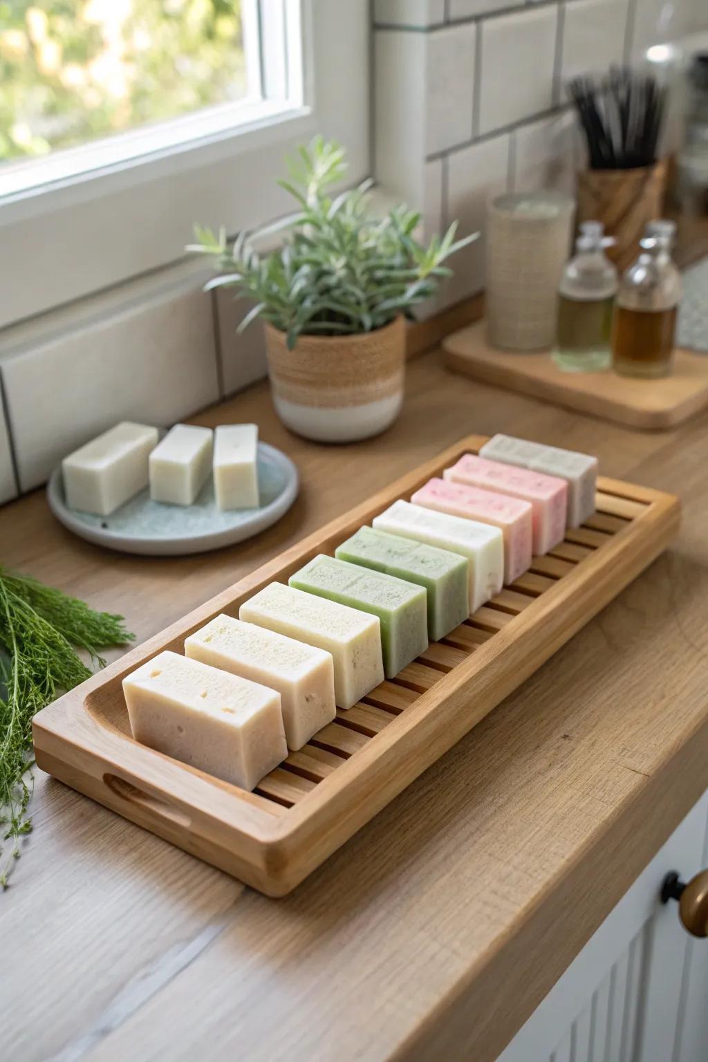 Transform your kitchen trays into chic soap-curing racks with this simple hack! #MinimalistCrafts #ScandiBoho