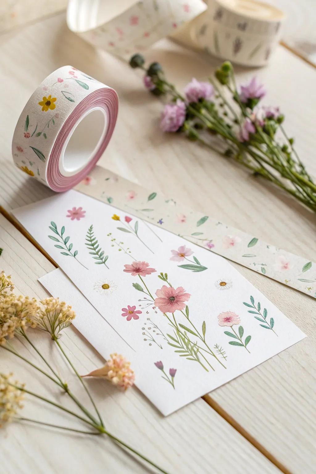 Add a touch of whimsy to your spring cards with floral washi tape magic!