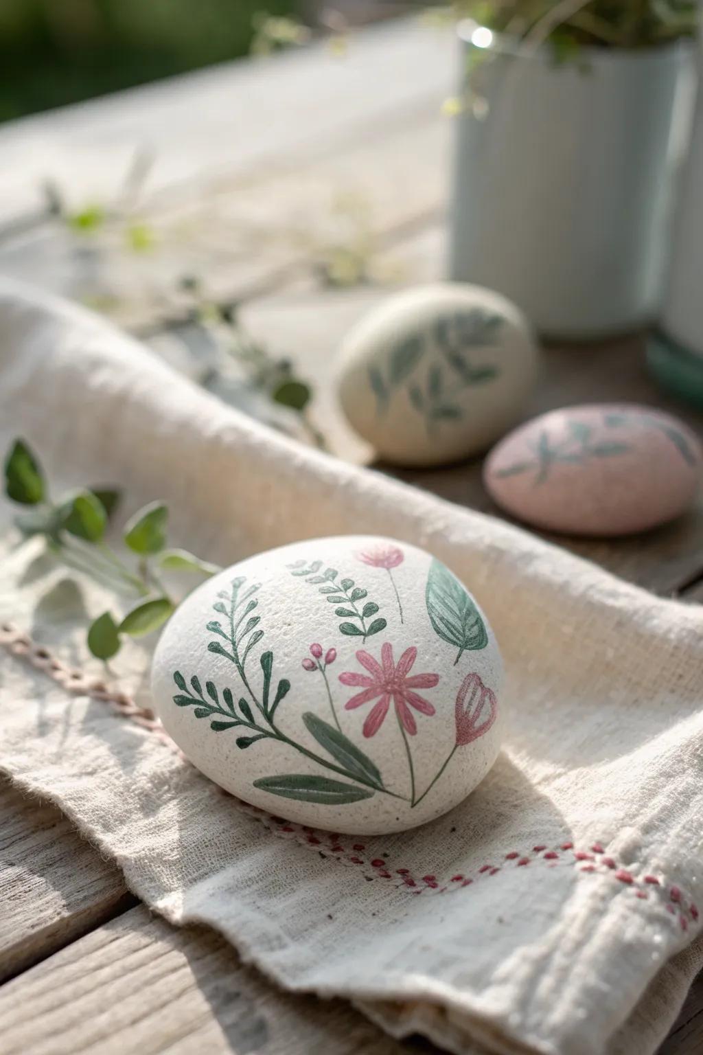 Bring a touch of artistry and nature to your garden with these charming painted pebble markers.