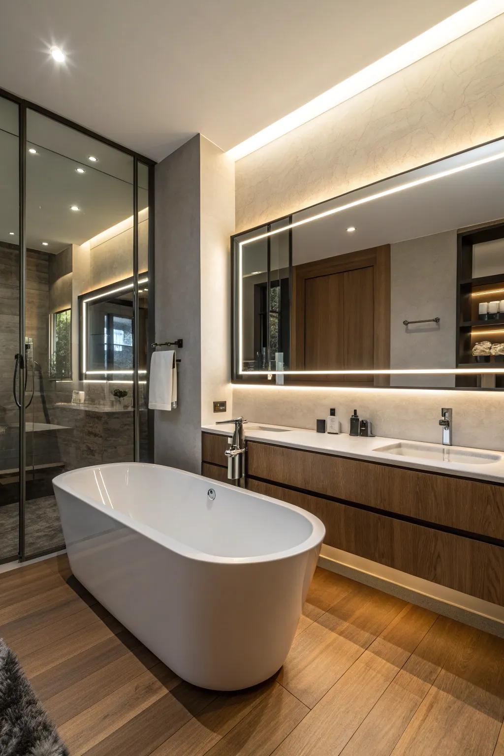 Elevate your bathroom design with a mirror that does double duty—style meets functionality.
