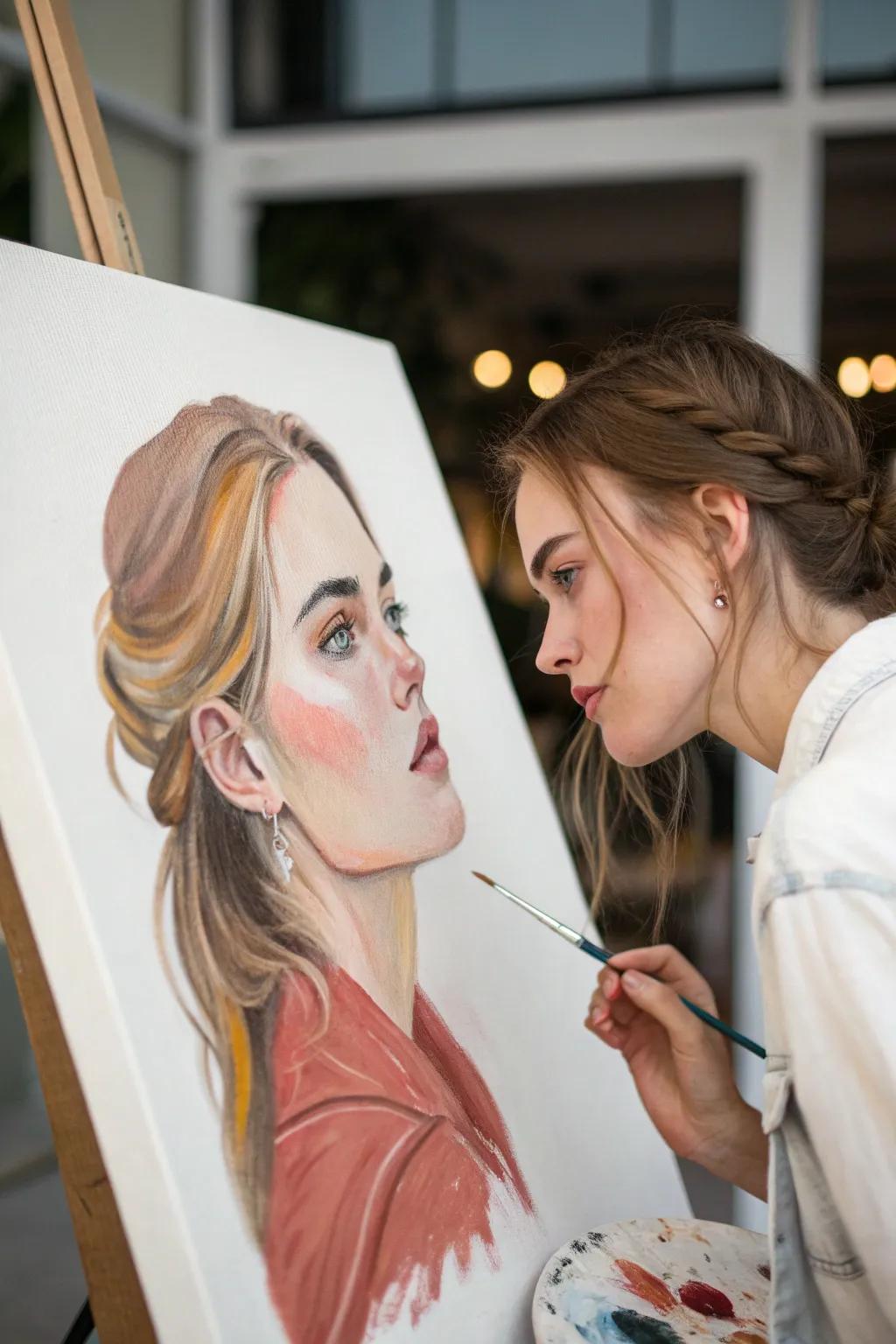 Discover the beauty in simplicity with this minimalist acrylic portrait.