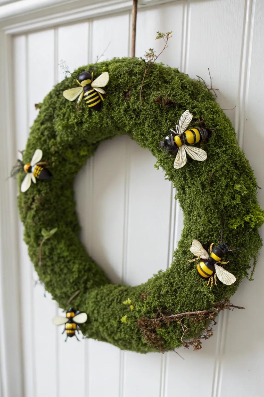 Welcome nature with a touch of whimsy: a Mossy Bee Haven for your door.