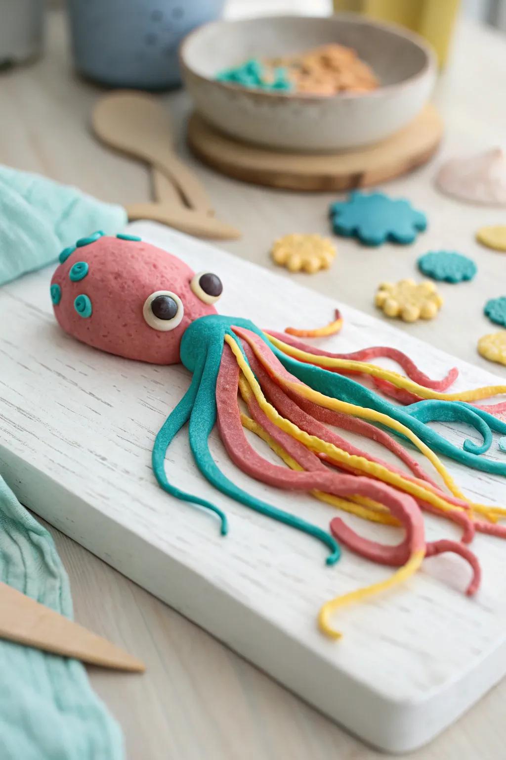Dive into creativity with these easy and colorful playdough squids!