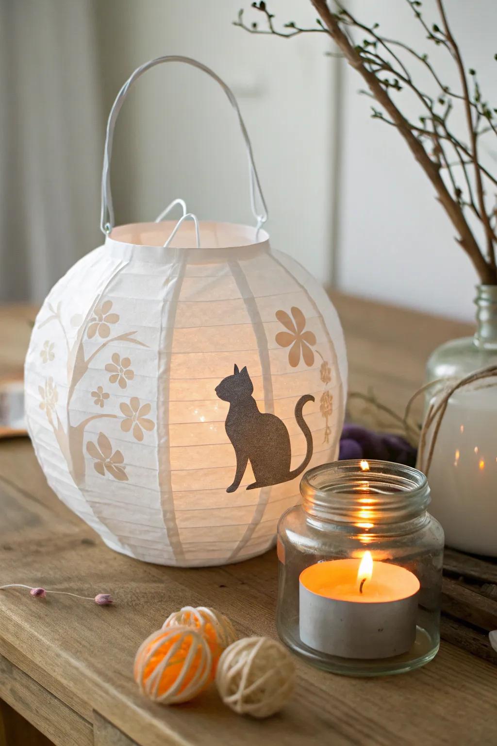 Illuminate your evenings with the magical glow of cat silhouette lanterns.