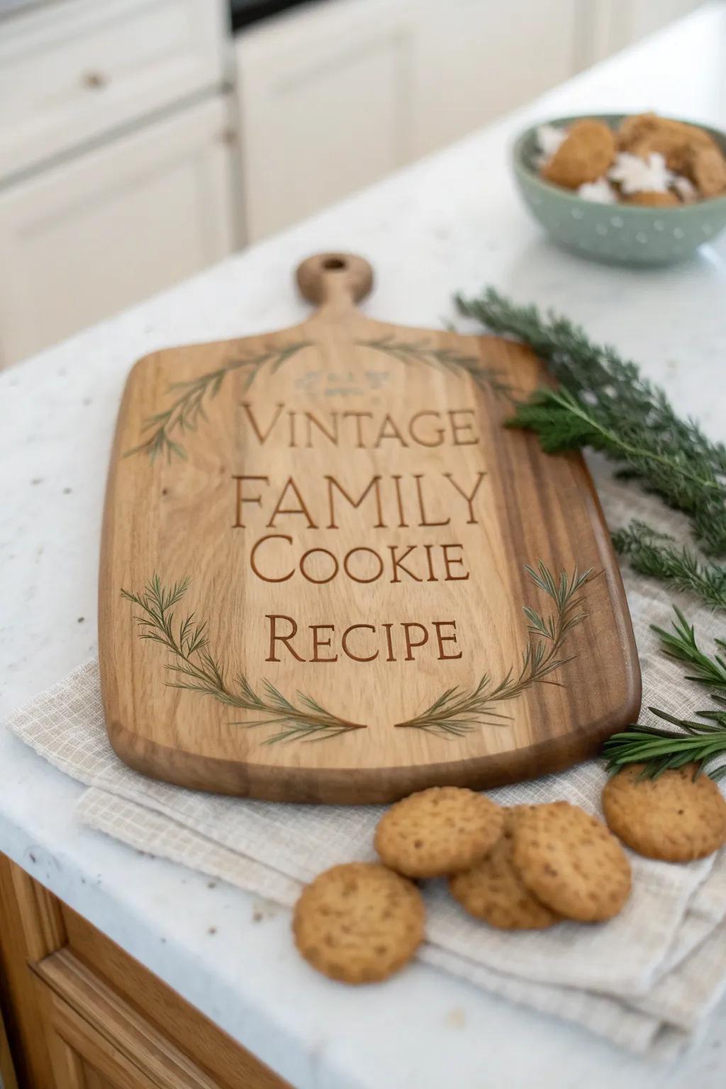 Cherish memories with a personalized touch: A family recipe engraved for generations to enjoy.