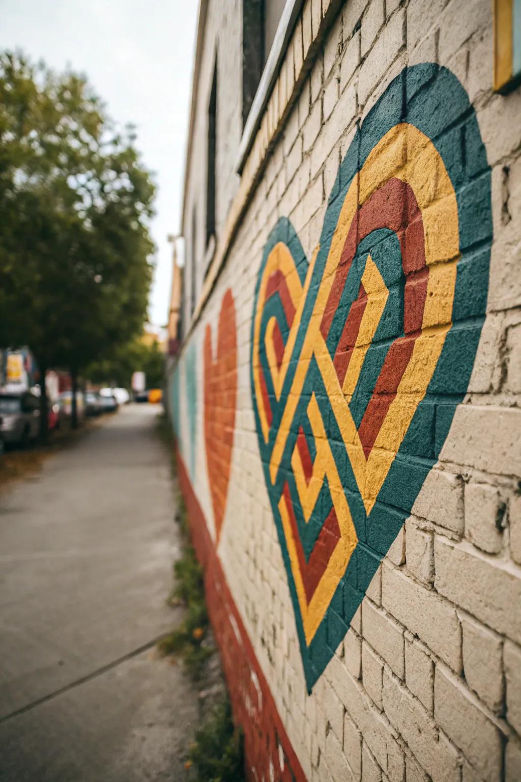 Heartfelt Harmony: A mural that captures the essence of community love and unity with minimalist elegance.
