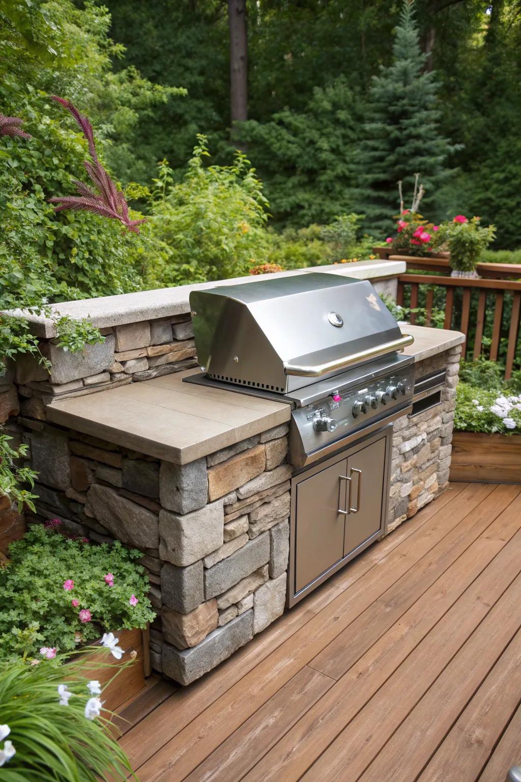 Elevate your outdoor cooking experience with a grill that harmonizes with nature. #Craftsmanship #GardenIntegration