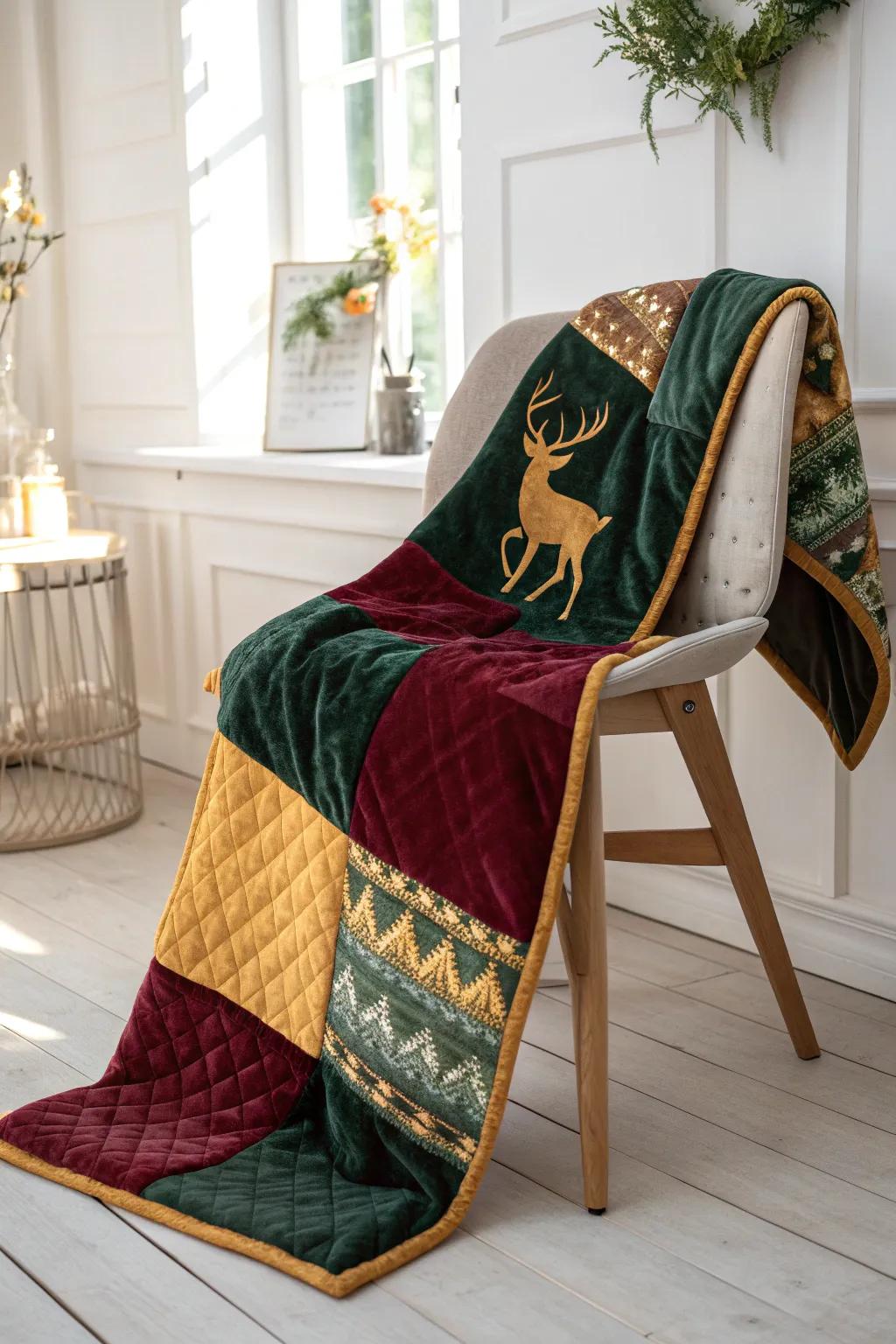 Elevate your quilt game with unexpected textures and bold colors for a touch of elegance and warmth.