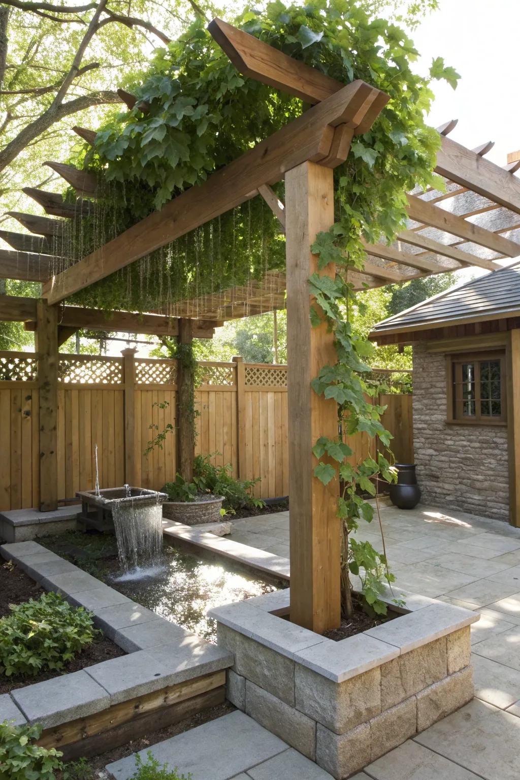 Craftsmanship at its finest: Find serenity in your backyard with this shaded retreat.