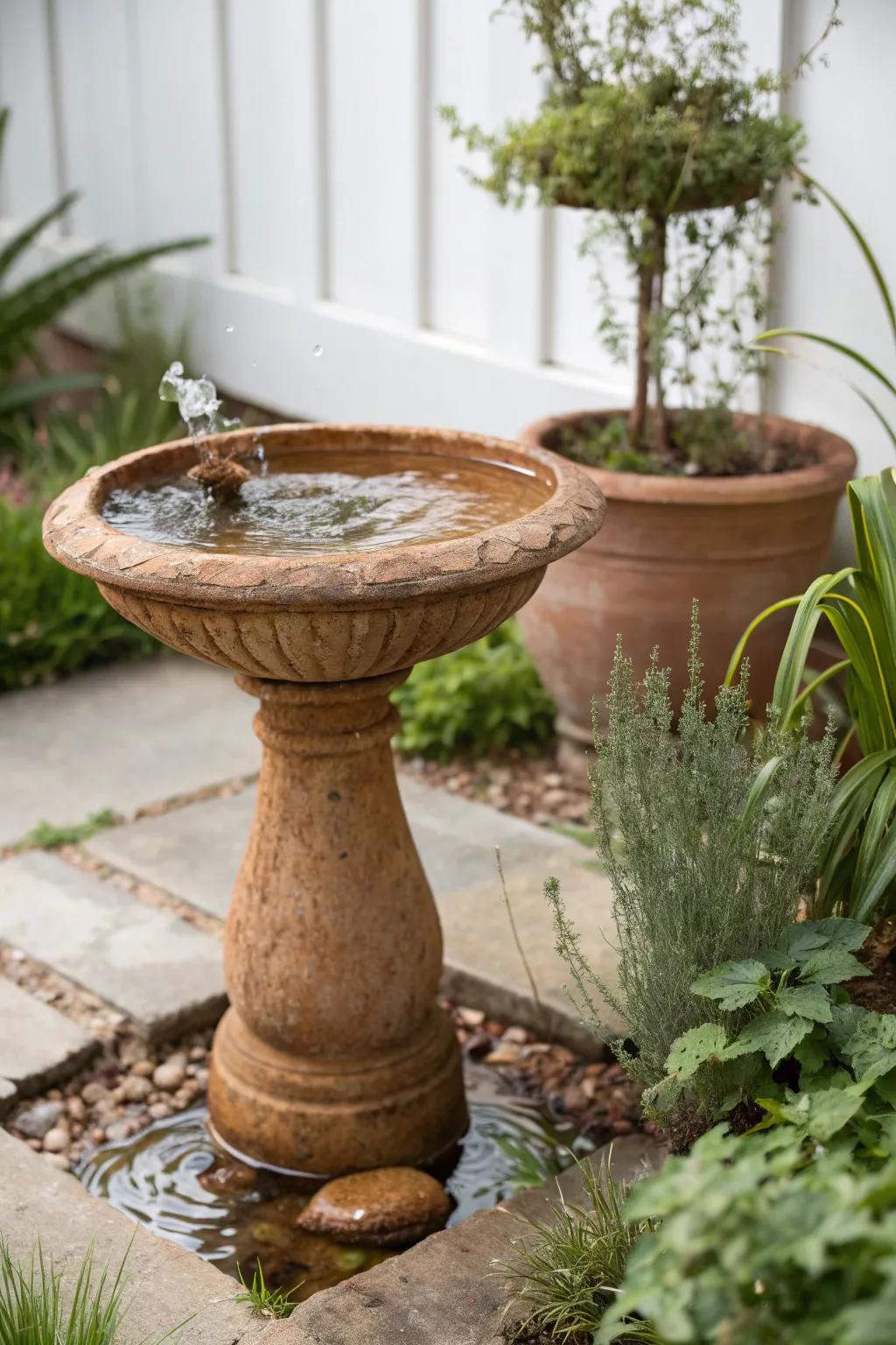 Transform your garden with a chic, upcycled bird bath. Embrace simplicity and natural beauty!