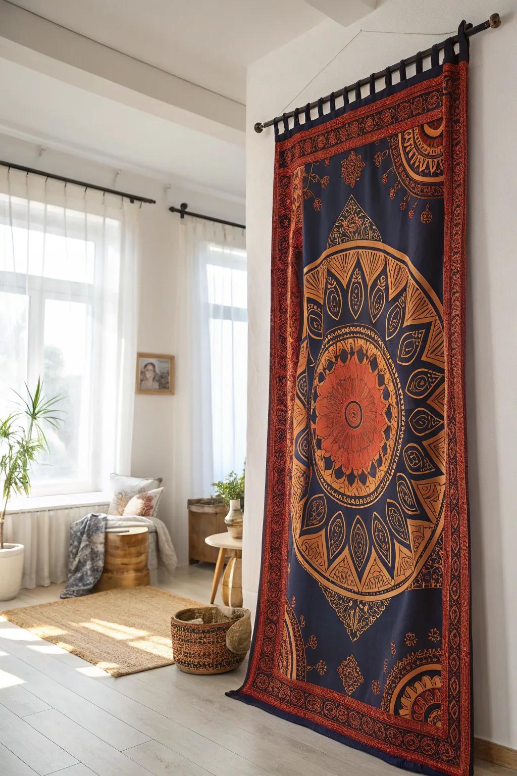 Elevate your space with tapestry curtain panels—where art meets function in a burst of global charm.