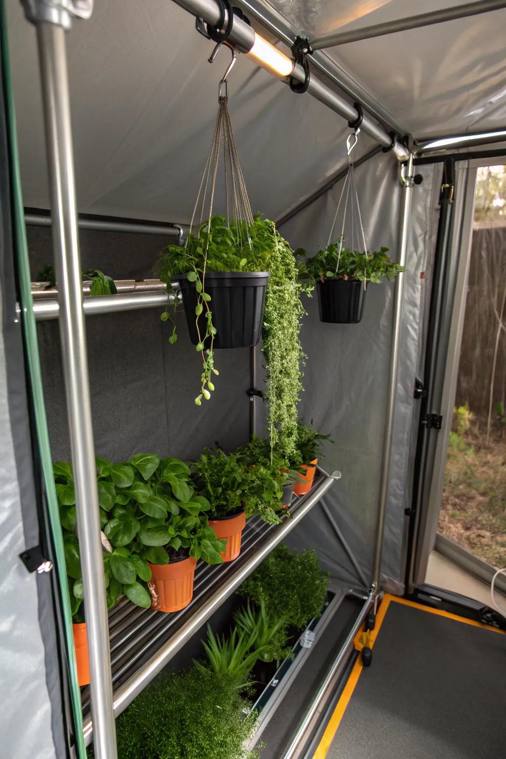 Maximize your grow tent space with stylish hanging rails – perfect for plants and tools alike!