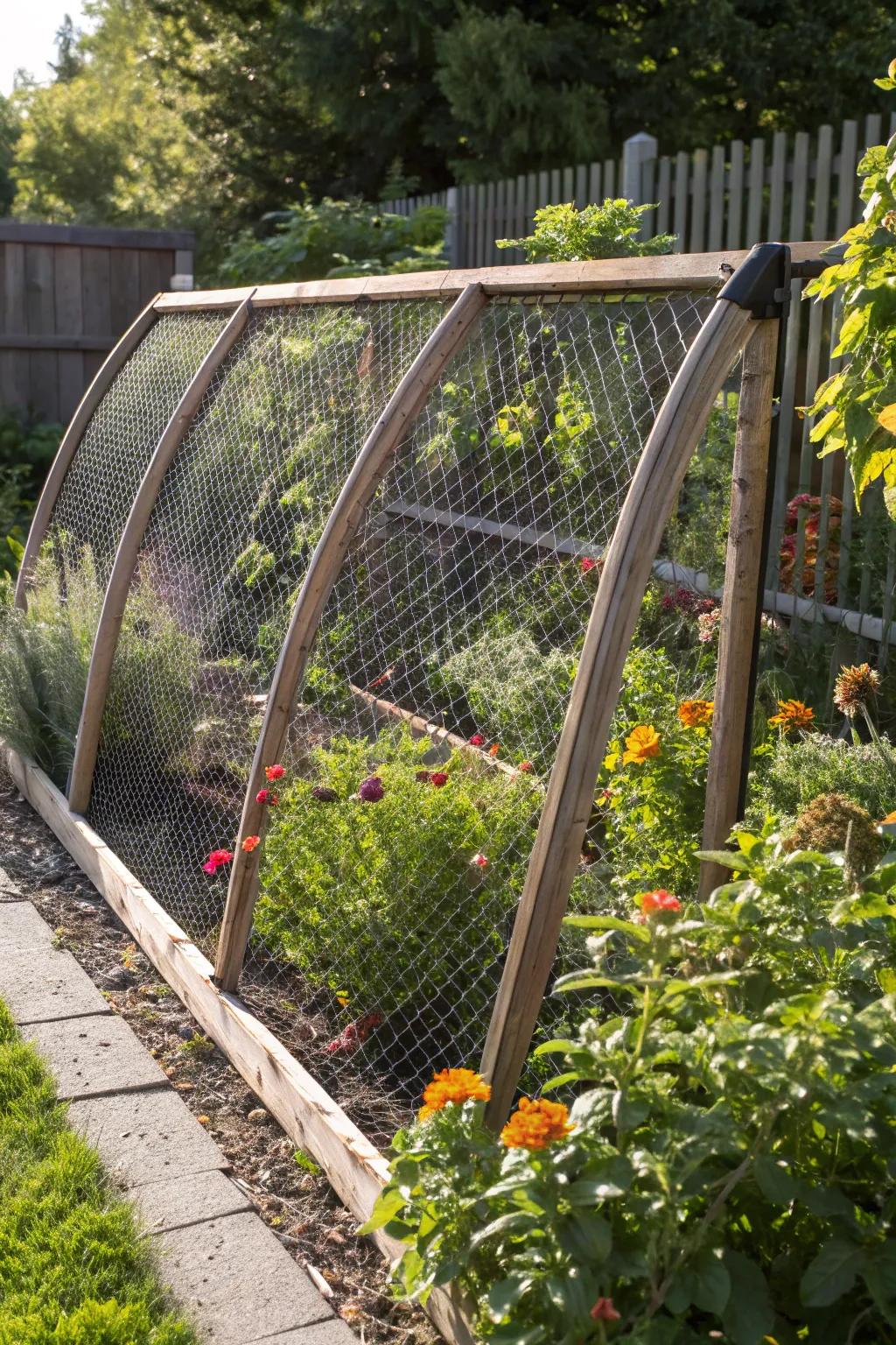 Transform your trampoline frame into a stunning garden fence – a stylish and practical DIY marvel.
