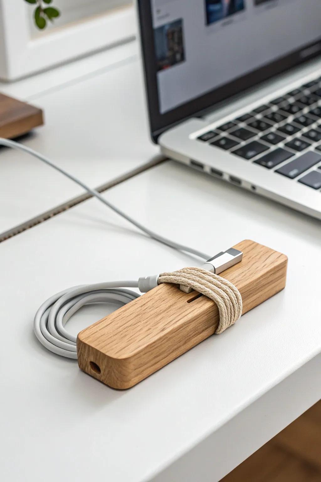 Elevate your workspace with stylish cable management that combines functionality with artistic flair.