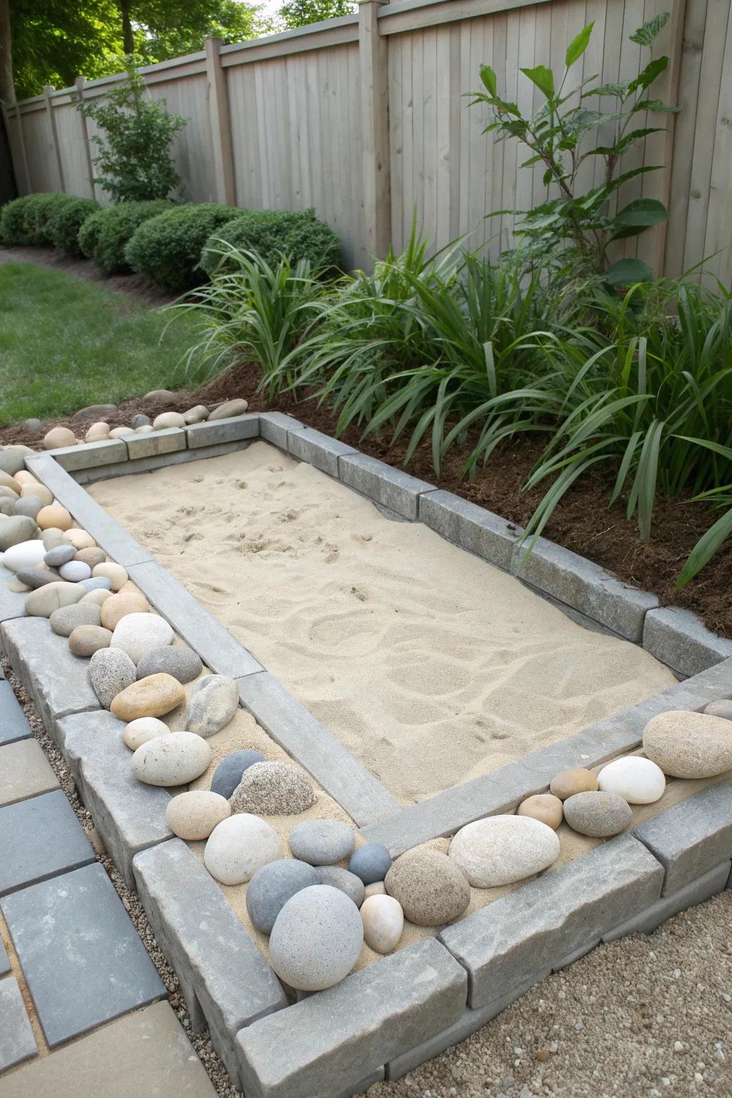 Elevate your garden with a chic stone border dig box for your furry friend!