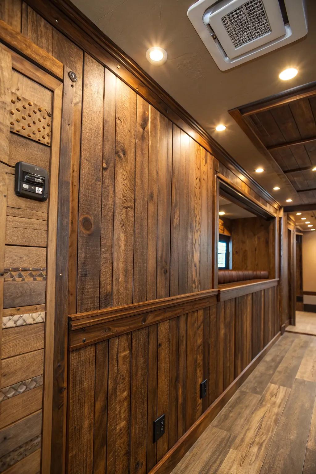 Transform your trailer with the timeless charm of rustic wood accents.