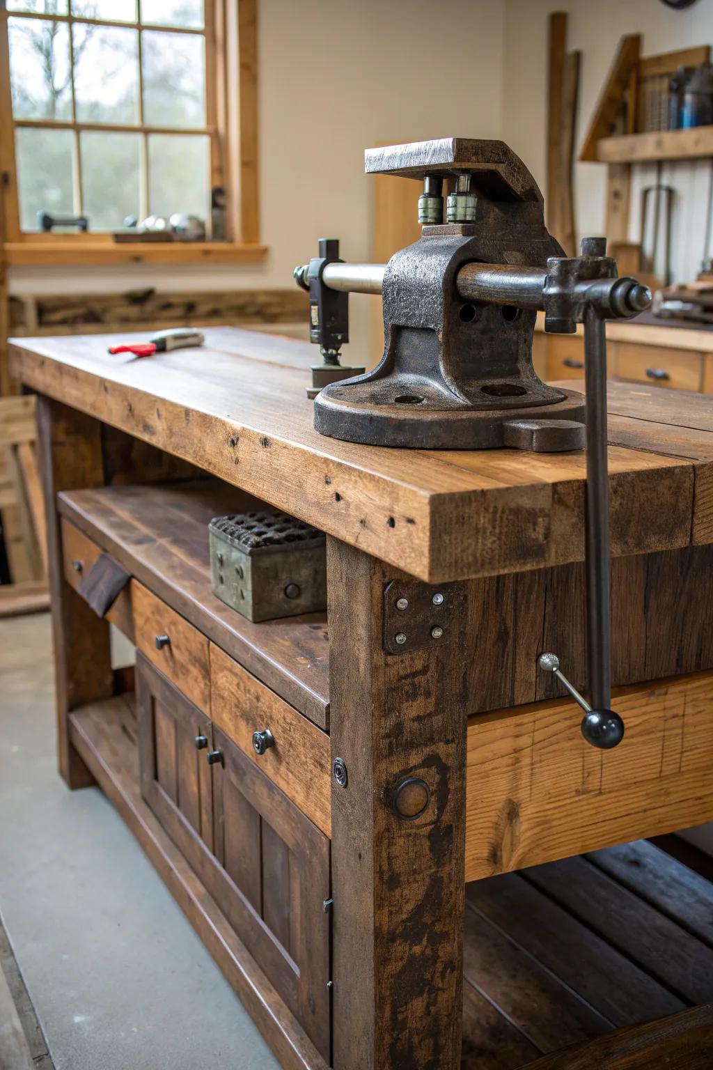Master your craft with a vise-ready workbench corner, where durability meets design.